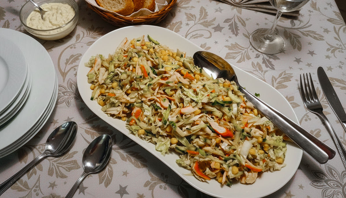 Крабовый салат с огурцом и пекинской капустой